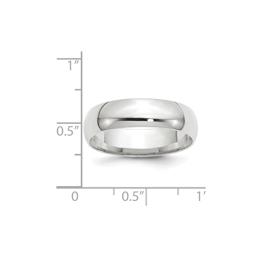 Solid 18K White Gold 6mm Light Weight Comfort Fit Men's/Women's Wedding Band Ring Size 11