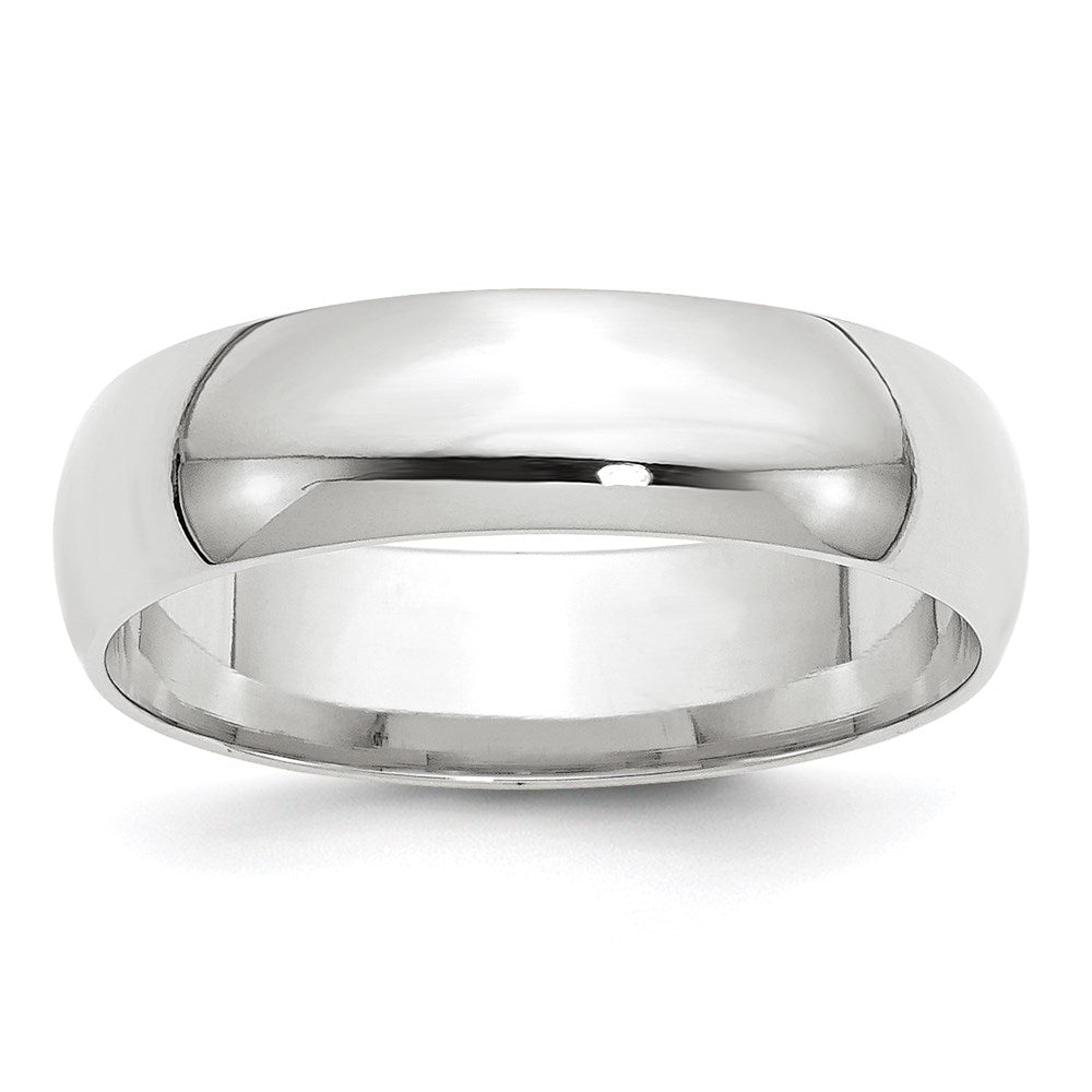 Solid 18K White Gold 6mm Light Weight Comfort Fit Men's/Women's Wedding Band Ring Size 10.5
