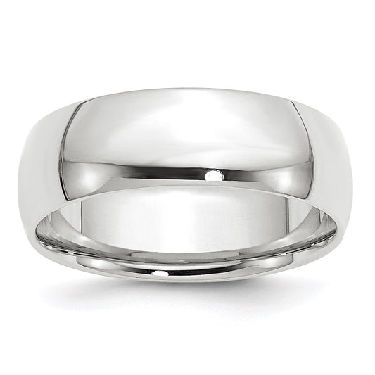 Solid 18K White Gold 7mm Light Weight Comfort Fit Men's/Women's Wedding Band Ring Size 8.5