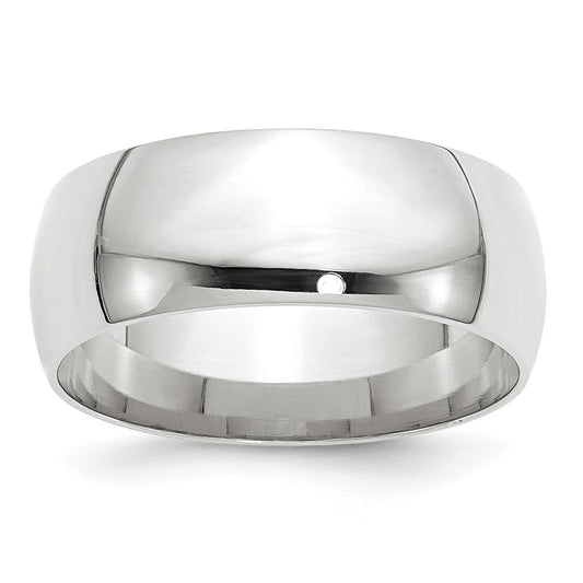 Solid 18K White Gold 8mm Light Weight Comfort Fit Men's/Women's Wedding Band Ring Size 8