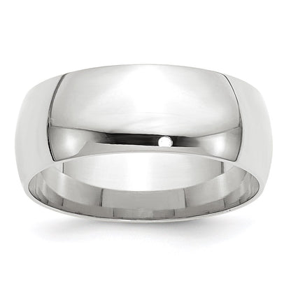Solid 18K White Gold 8mm Light Weight Comfort Fit Men's/Women's Wedding Band Ring Size 5.5