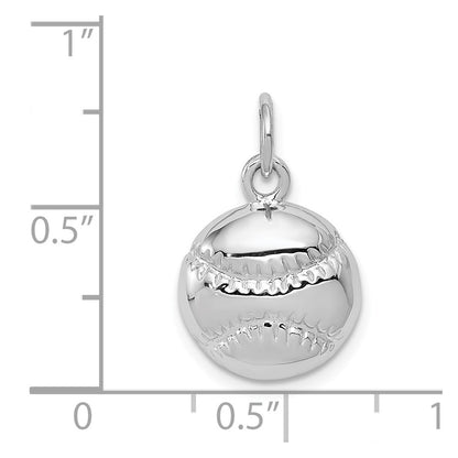 14k White Gold Baseball Charm