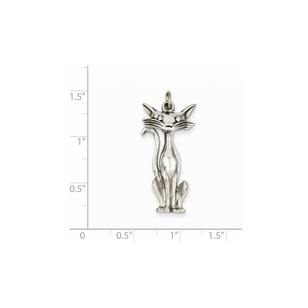 14k White Gold Cat Charm