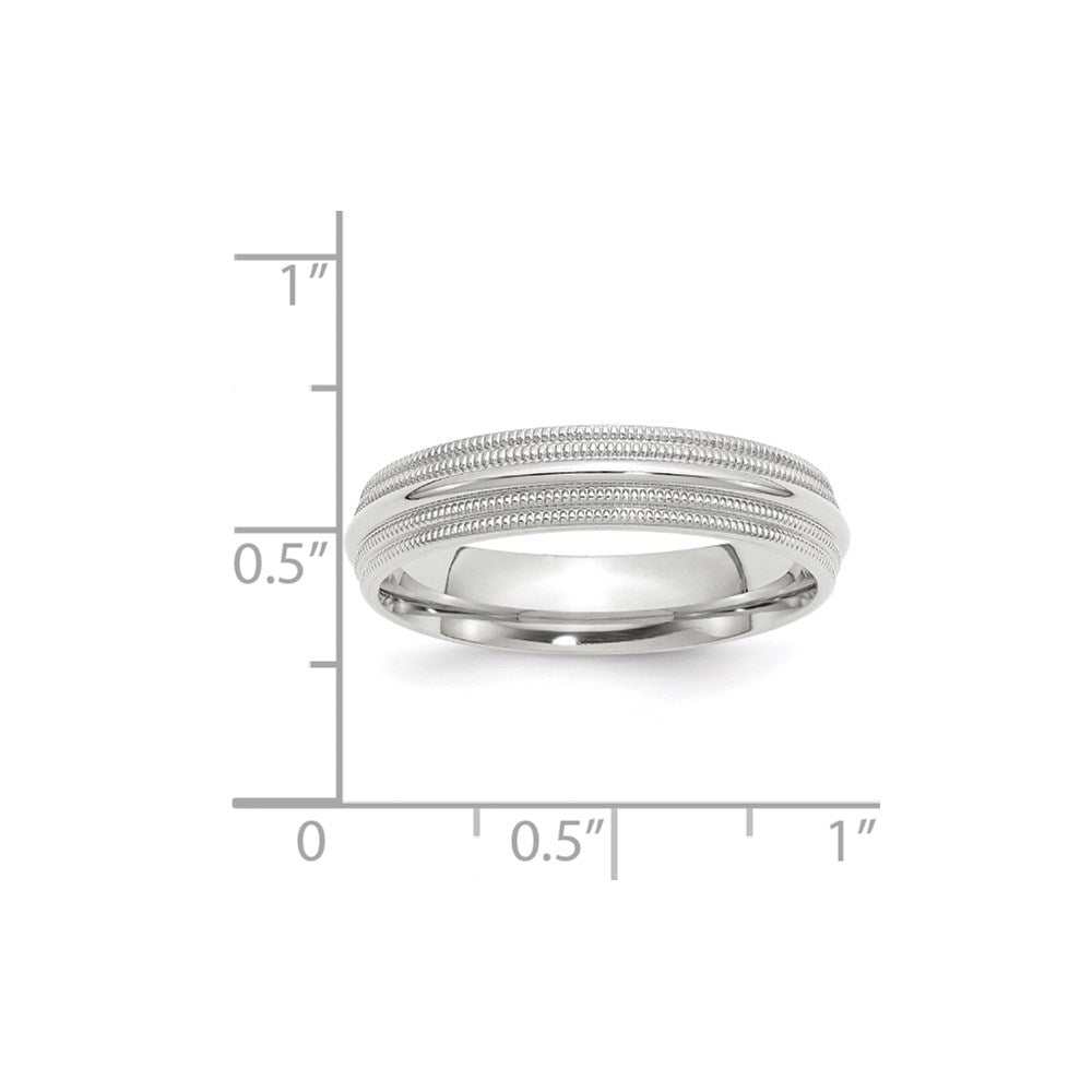 Solid 18K White Gold 5mm Double Milgrain Comfort Fit Men's/Women's Wedding Band Ring Size 9.5