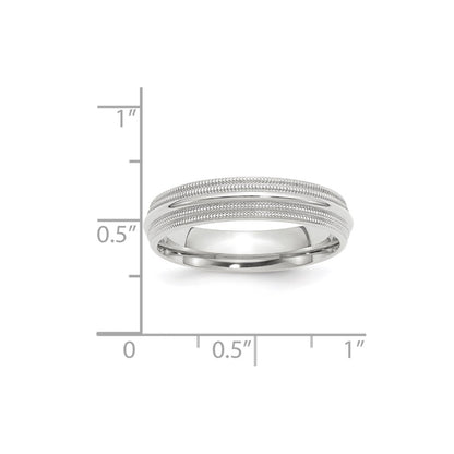 Solid 10K White Gold 5mm Double Milgrain Comfort Fit Men's/Women's Wedding Band Ring Size 9.5