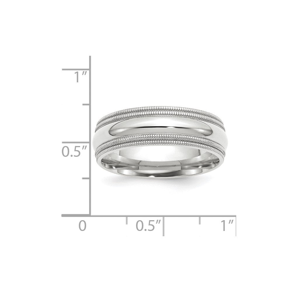 Solid 18K White Gold 7mm Double Milgrain Comfort Fit Men's/Women's Wedding Band Ring Size 8.5