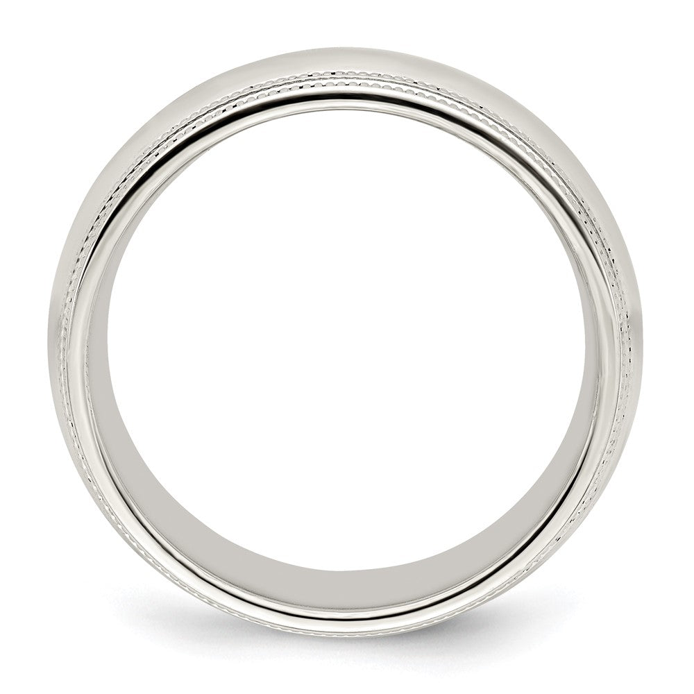 Solid 10K White Gold 8mm Double Milgrain Comfort Fit Men's/Women's Wedding Band Ring Size 8