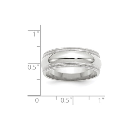 Solid 10K White Gold 8mm Double Milgrain Comfort Fit Men's/Women's Wedding Band Ring Size 8