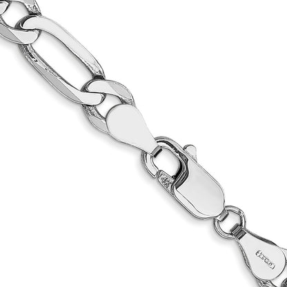 Solid 14K White Gold 26 inch 5.5mm Flat Figaro with Lobster Clasp Chain Necklace