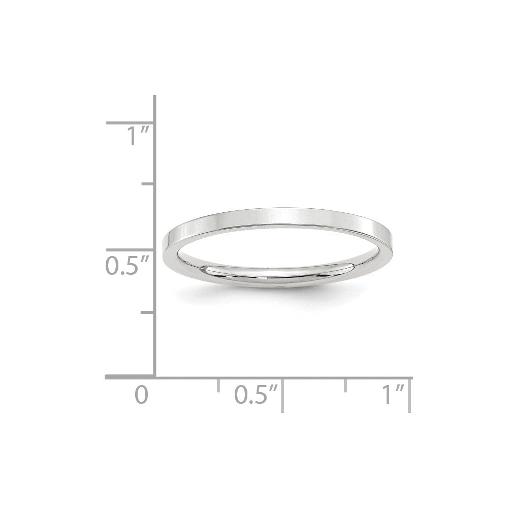 Solid 18K White Gold 2mm Standard Flat Comfort Fit Men's/Women's Wedding Band Ring Size 4