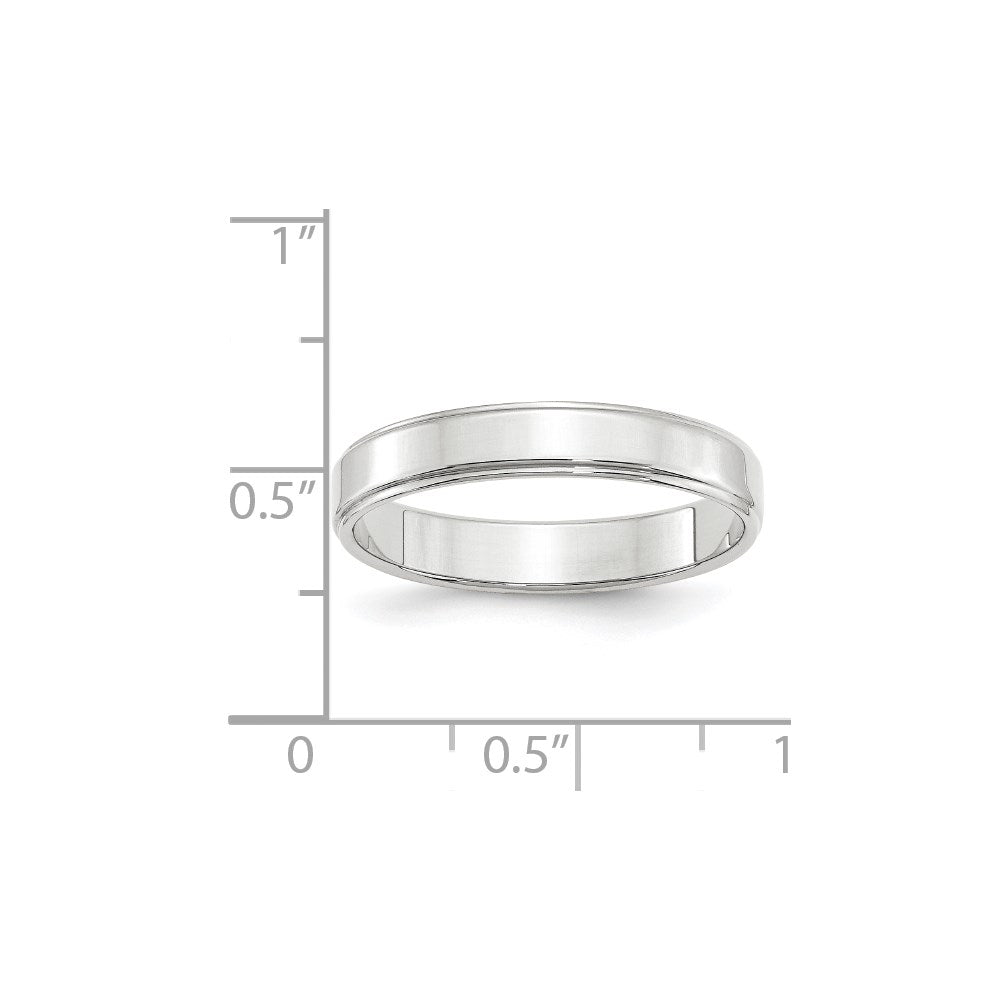 Solid 18K White Gold 4mm Flat with Step Edge Men's/Women's Wedding Band Ring Size 7