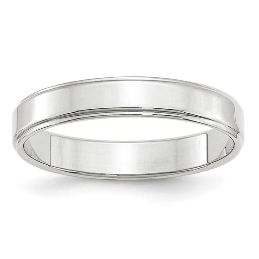 Solid 14K White Gold 4mm Flat with Step Edge Men's/Women's Wedding Band Ring Size 4