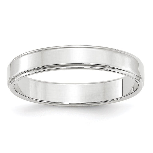 Solid 18K White Gold 4mm Flat with Step Edge Men's/Women's Wedding Band Ring Size 10.5