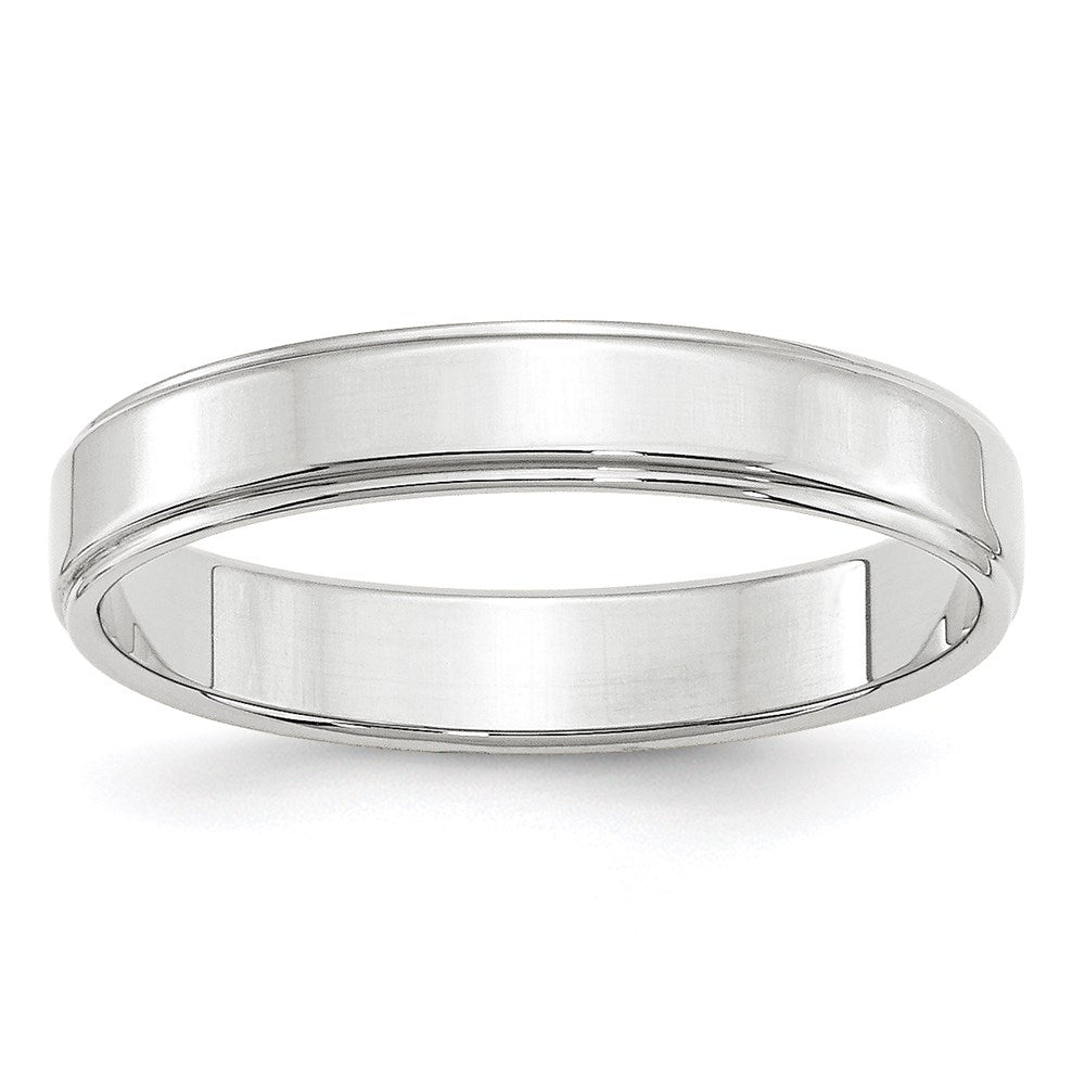 Solid 10K White Gold 4mm Flat with Step Edge Men's/Women's Wedding Band Ring Size 14
