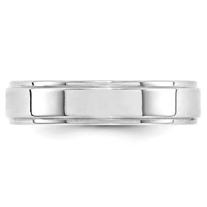 Solid 10K White Gold 5mm Flat with Step Edge Men's/Women's Wedding Band Ring Size 12