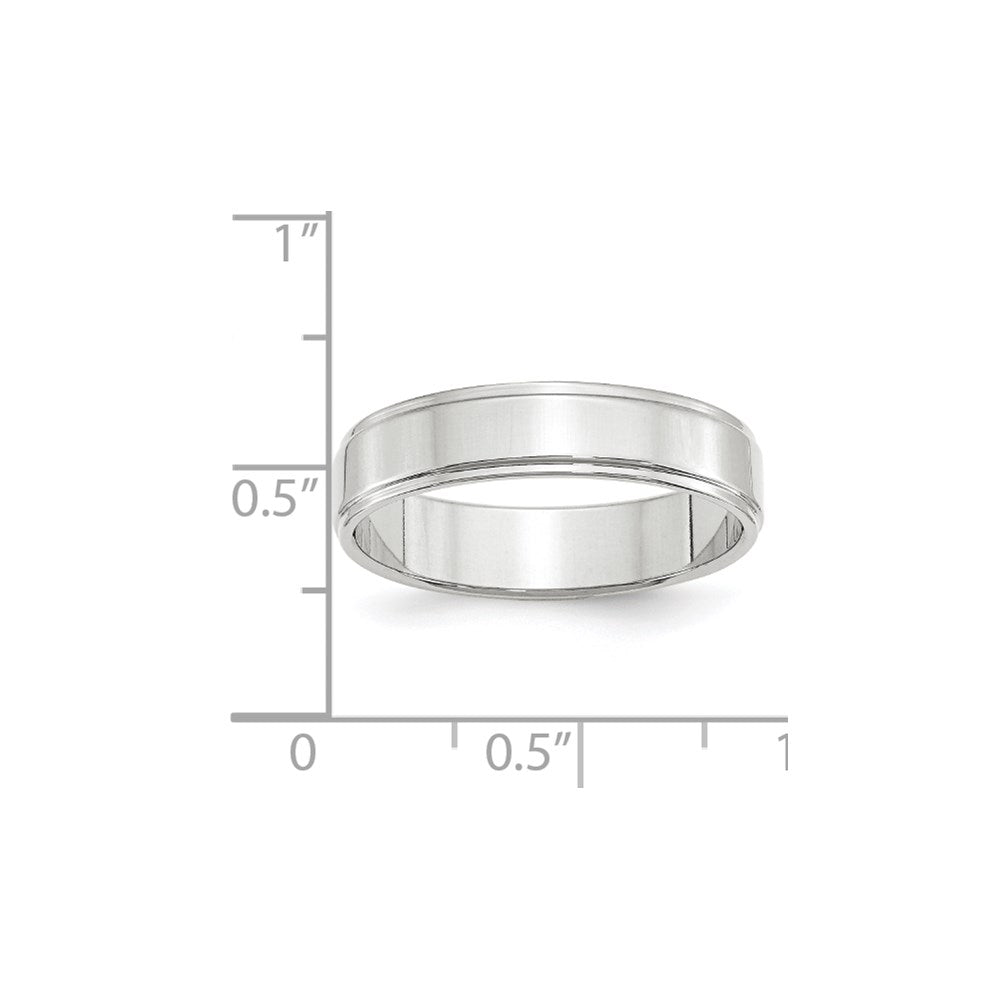 Solid 18K White Gold 5mm Flat with Step Edge Men's/Women's Wedding Band Ring Size 4.5