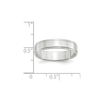 Solid 18K White Gold 5mm Flat with Step Edge Men's/Women's Wedding Band Ring Size 13.5