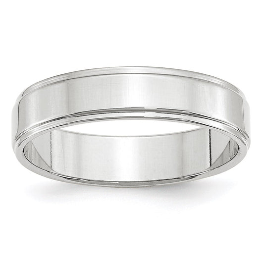 Solid 14K White Gold 5mm Flat with Step Edge Men's/Women's Wedding Band Ring Size 10
