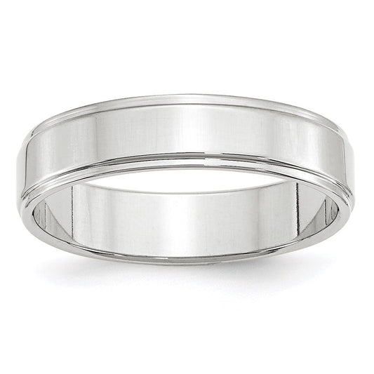 Solid 18K White Gold 5mm Flat with Step Edge Men's/Women's Wedding Band Ring Size 13