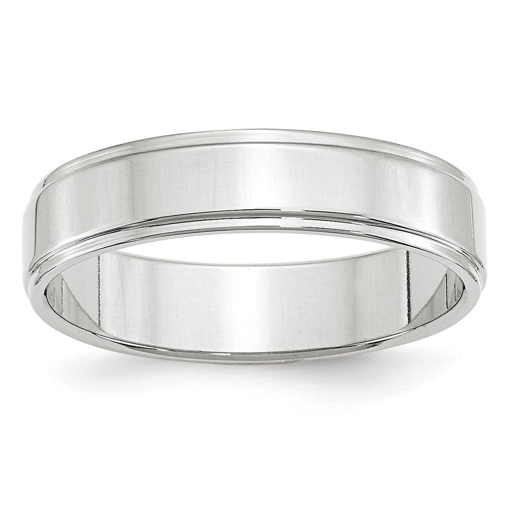 Solid 10K White Gold 5mm Flat with Step Edge Men's/Women's Wedding Band Ring Size 6