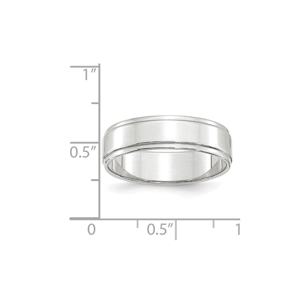 Solid 10K White Gold 6mm Flat with Step Edge Men's/Women's Wedding Band Ring Size 11