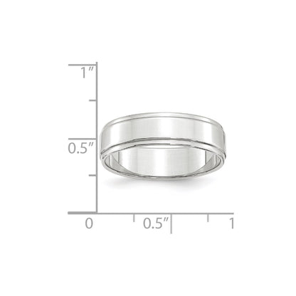 Solid 10K White Gold 6mm Flat with Step Edge Men's/Women's Wedding Band Ring Size 11