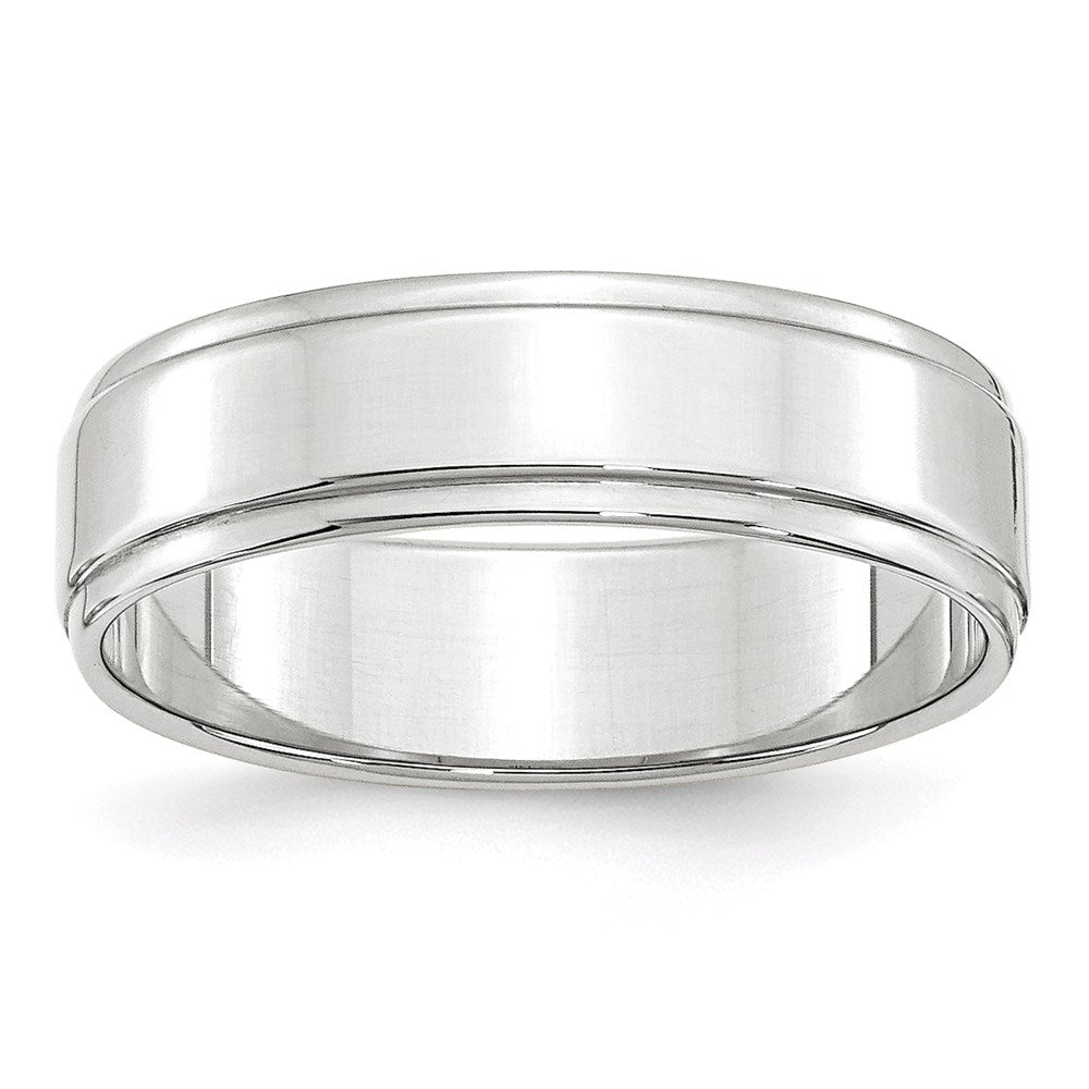 Solid 10K White Gold 6mm Flat with Step Edge Men's/Women's Wedding Band Ring Size 6.5