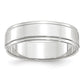 Solid 18K White Gold 6mm Flat with Step Edge Men's/Women's Wedding Band Ring Size 7
