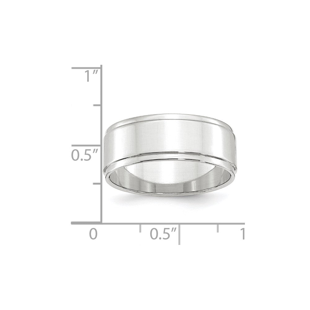 Solid 18K White Gold 8mm Flat with Step Edge Men's/Women's Wedding Band Ring Size 5.5