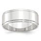 Solid 18K White Gold 8mm Flat with Step Edge Men's/Women's Wedding Band Ring Size 9