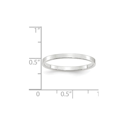 Solid 10K White Gold 2mm Light Weight Flat Men's/Women's Wedding Band Ring Size 8