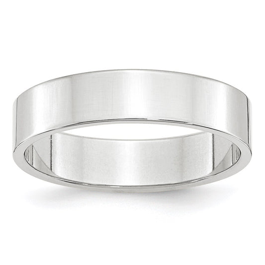 Solid 10K White Gold 5mm Light Weight Flat Men's/Women's Wedding Band Ring Size 7