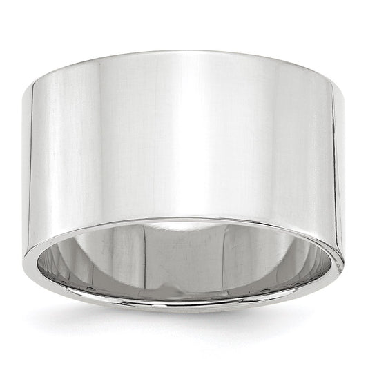 Solid 10K White Gold 12mm Light Weight Flat Men's/Women's Wedding Band Ring Size 7.5