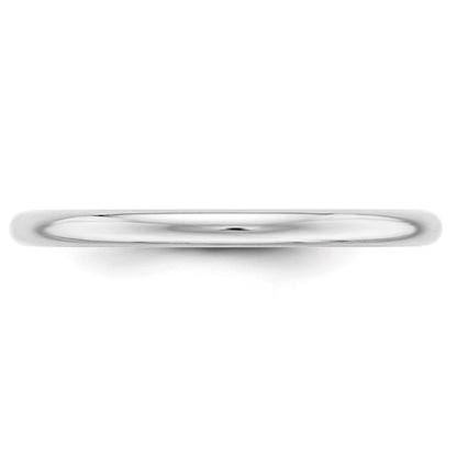 Solid 18K White Gold 2mm Half Round Men's/Women's Wedding Band Ring Size 9