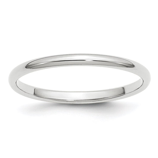 Solid 14K White Gold 2mm Half Round Men's/Women's Wedding Band Ring Size 9
