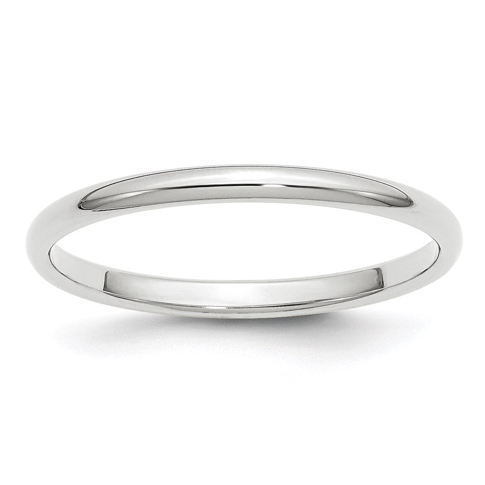 Solid 10K White Gold 2mm Half Round Men's/Women's Wedding Band Ring Size 10.5
