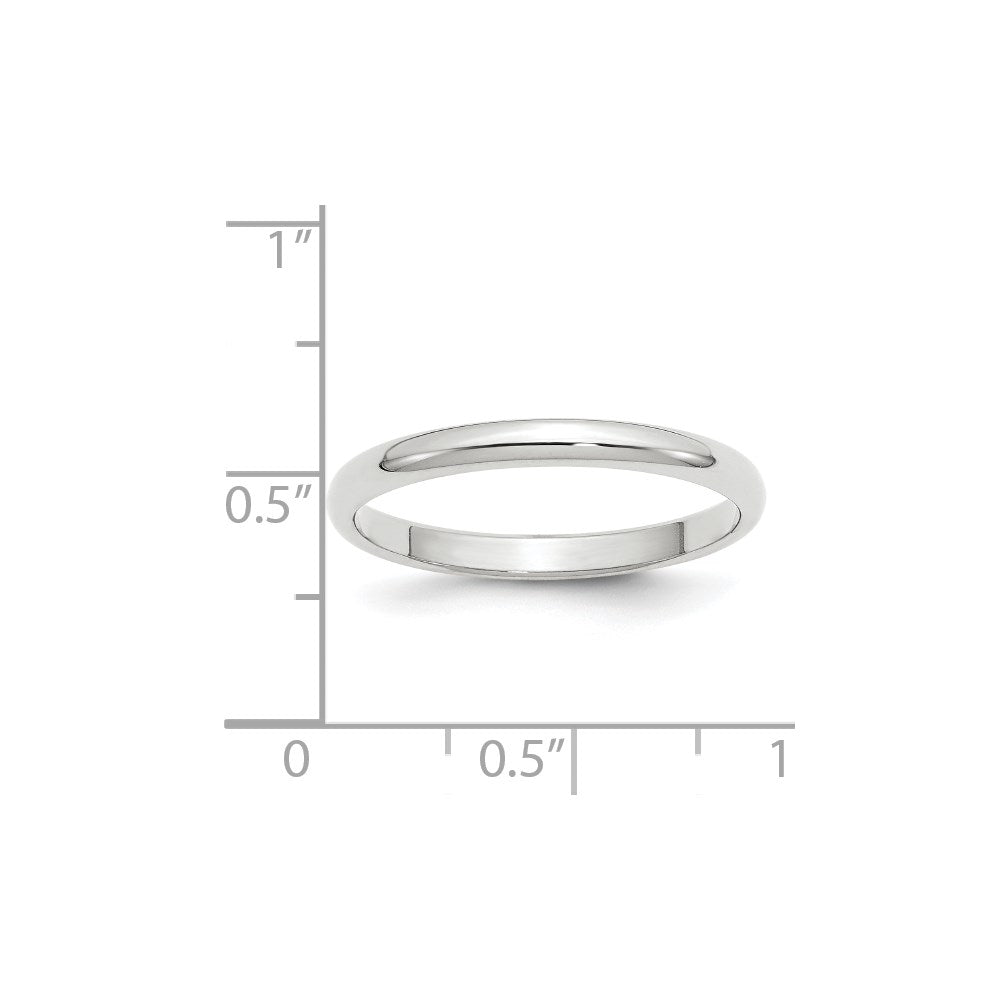Solid 18K White Gold 2.5mm Half Round Men's/Women's Wedding Band Ring Size 9.5