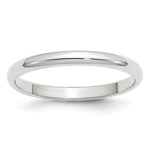 Solid 14K White Gold 2.5mm Half Round Men's/Women's Wedding Band Ring Size 9