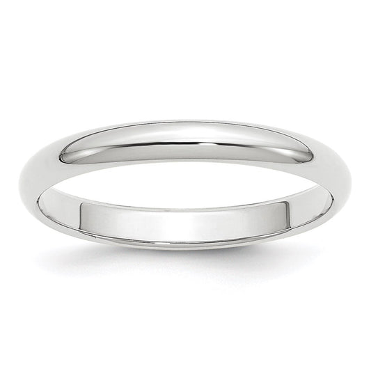 Solid 18K White Gold 3mm Half Round Men's/Women's Wedding Band Ring Size 13
