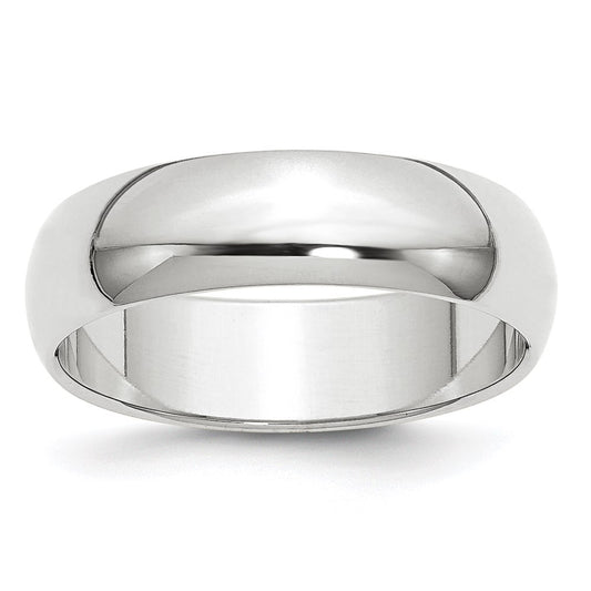 Solid 18K White Gold 6mm Half Round Men's/Women's Wedding Band Ring Size 13