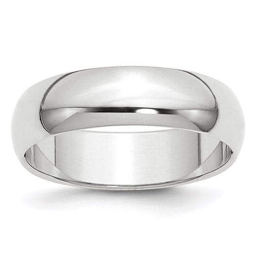 Solid 18K White Gold 6mm Half Round Men's/Women's Wedding Band Ring Size 13.5
