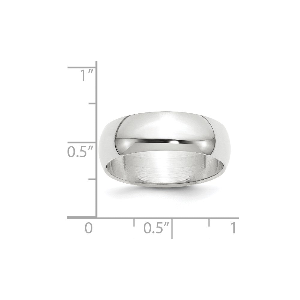 Solid 18K White Gold 7mm Half Round Men's/Women's Wedding Band Ring Size 12.5