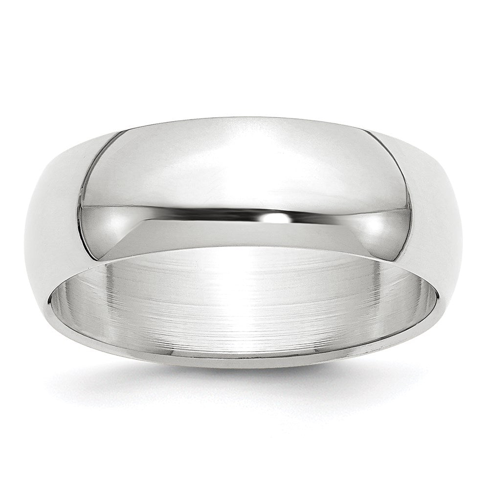 Solid 18K White Gold 7mm Half Round Men's/Women's Wedding Band Ring Size 13.5