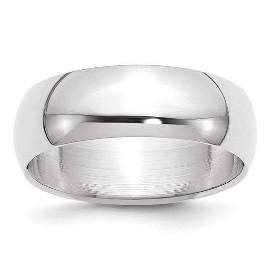 Solid 18K White Gold 7mm Half Round Men's/Women's Wedding Band Ring Size 13