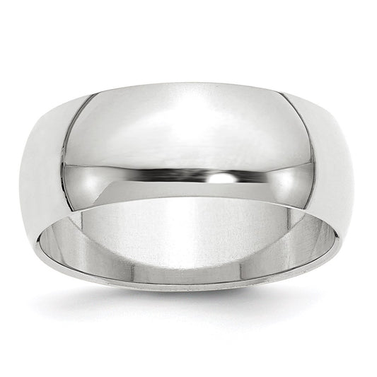 Solid 14K White Gold 8mm Half Round Men's/Women's Wedding Band Ring Size 13