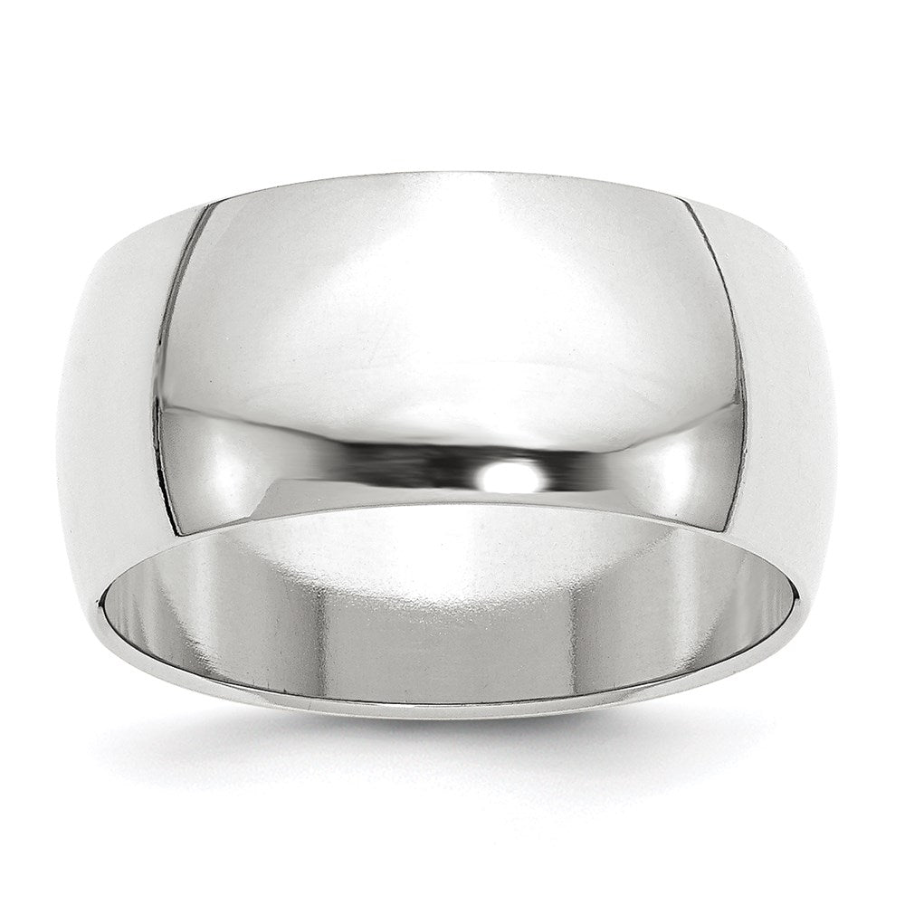 Solid 14K White Gold 10mm Half Round Men's/Women's Wedding Band Ring Size 8
