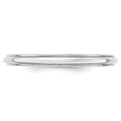 Solid 10K White Gold 2.5mm Half Round with Edge Men's/Women's Wedding Band Ring Size 12.5
