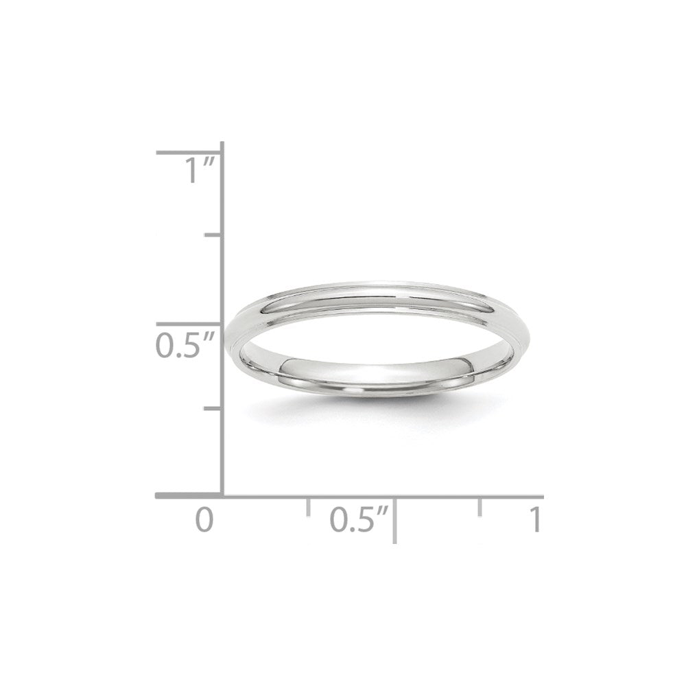 Solid 18K White Gold 2.5mm Half Round with Edge Men's/Women's Wedding Band Ring Size 6