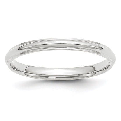 Solid 10K White Gold 2.5mm Half Round with Edge Men's/Women's Wedding Band Ring Size 12.5