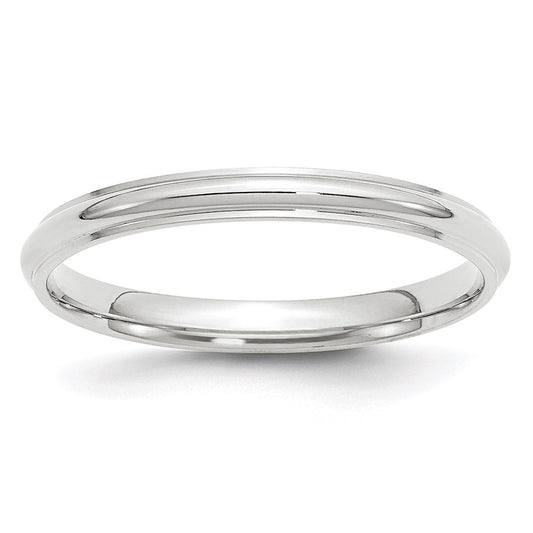 Solid 10K White Gold 2.5mm Half Round with Edge Men's/Women's Wedding Band Ring Size 4.5